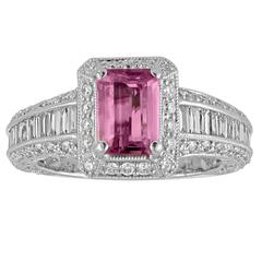 Certified No Heat 1.55 Carat Pink Sapphire Diamond Gold Ring 1