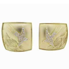 Sentimental Diamond Gold Swallow Earrings