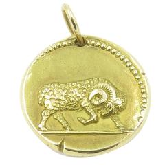 Retro Van Cleef & Arpels Gold Aries Zodiac Pendant