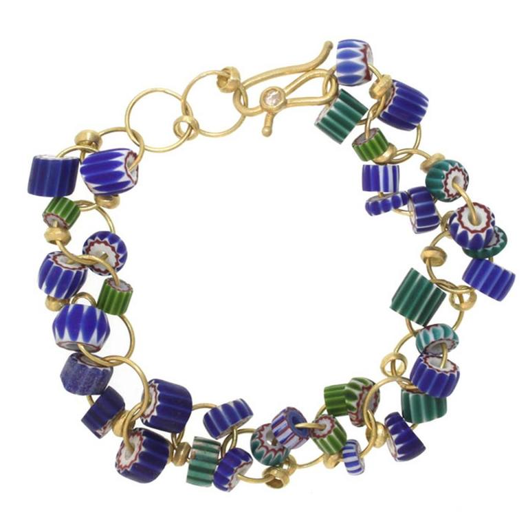 Beaded Gold Link Bracelet For Sale at 1stDibs
