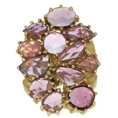 PInk Sapphire Gold Cluster Ring