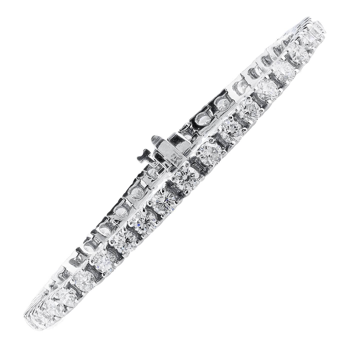 6.00 Carat Round Brilliant Cut Diamond Platinum Tennis Bracelet For Sale