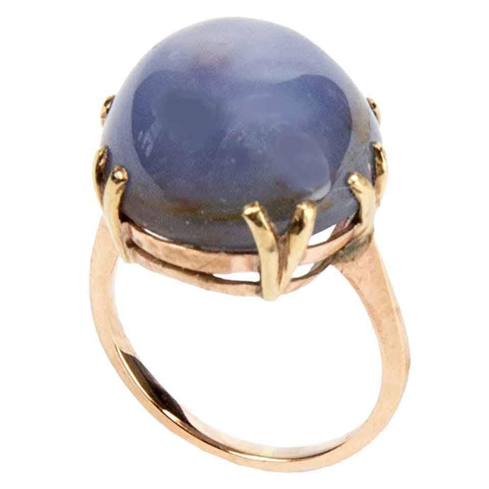 Star Sapphire Solitaire Gold Ring