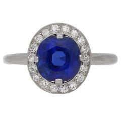 1910s Mappin & Webb Burmese Sapphire Diamond Platinum Coronet Cluster Ring 11