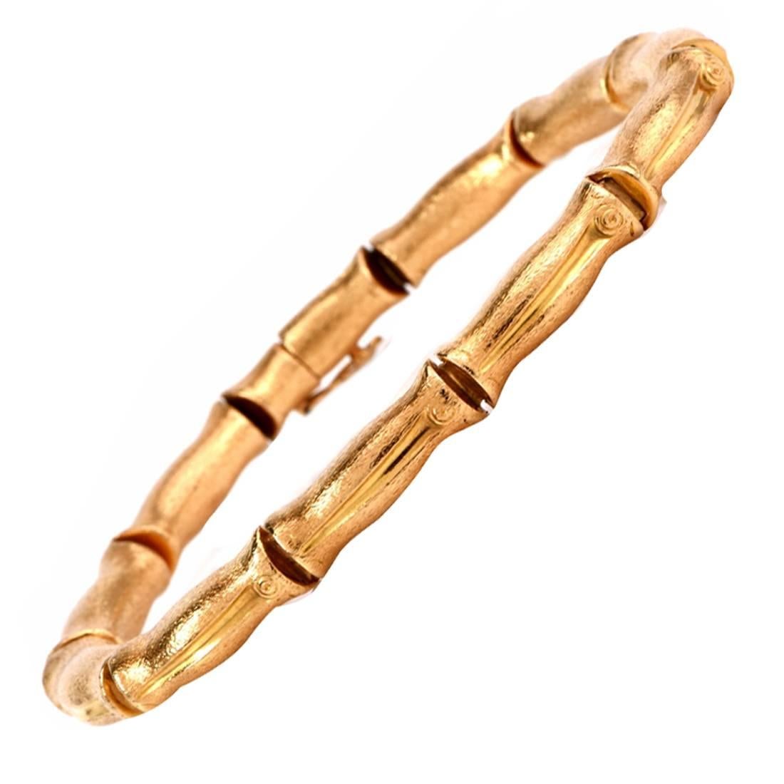 Gold Bamboo Motif Bracelet