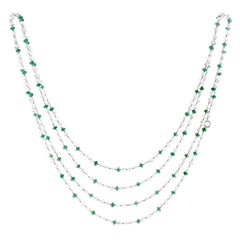 Emerald Diamond Platinum Link Necklace