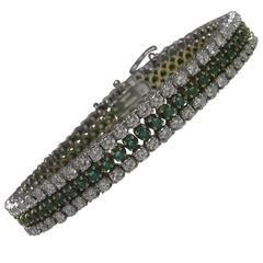 Emerald Diamond Two Color Gold Line Bracelet 6