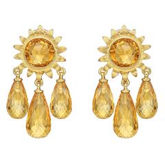 Bielka ​Citrine Gold Sunflower Chandelier Earrings