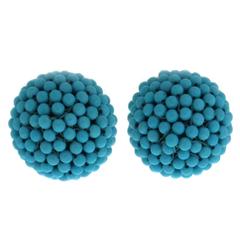 Turquoise Gold Ball Earrings 12