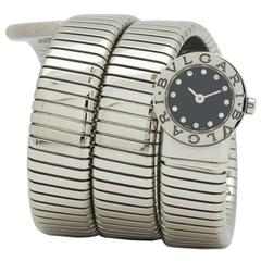 Bulgari Stainless Steel Serpenti Snake Bracelet Quartz Wristwatch