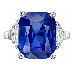 Platinring mit 9,56 Karat burmesischem Saphir und Diamant