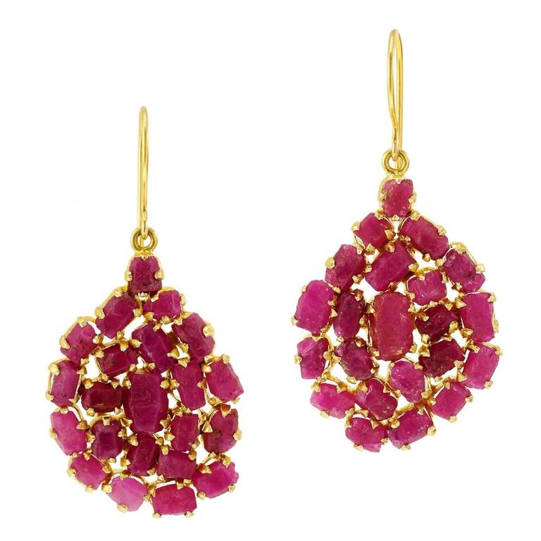Pippa Small Invisible Collection Ruby Gold Earrings For Sale at 1stdibs
