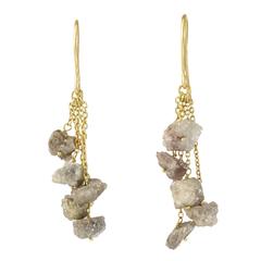 Uncut Grey Diamond Drop Earrings