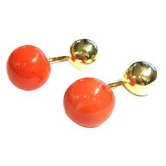 1950s Cartier Coral Gold Cufflinks 