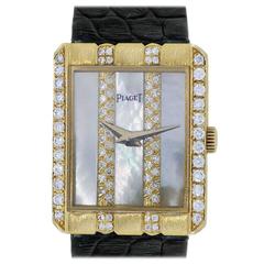 Piaget Lady's Yellow Gold Diamond Mother of Pearl Dial Automatic Wristwatch