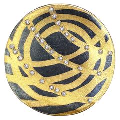 Atelier Zobel Curved Diamond Disc Silver Gold Brooch and Pendant