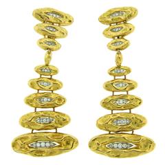 Vintage 1970s French Diamond Gold Earrings