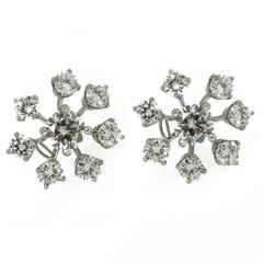 1950s Hand Made Diamond Platinum Earrings