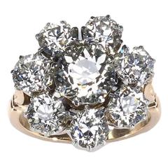 Edwardian Diamond Gold Platinum Cluster Ring