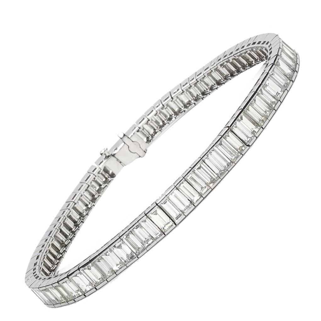 Baguette Diamond Platinum Line Bracelet