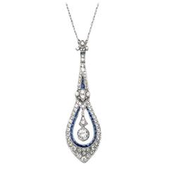 Antique Tiffany & Co. Sapphire Diamond Platinum Pendant