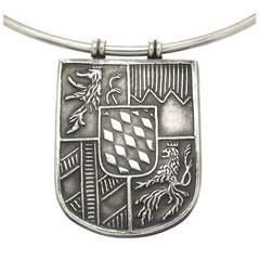 Lalaounis Silver Shield Crest Necklace 4