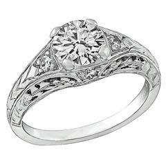 Bague de fiançailles en platine avec diamant certifié GIA de 0,77 carat