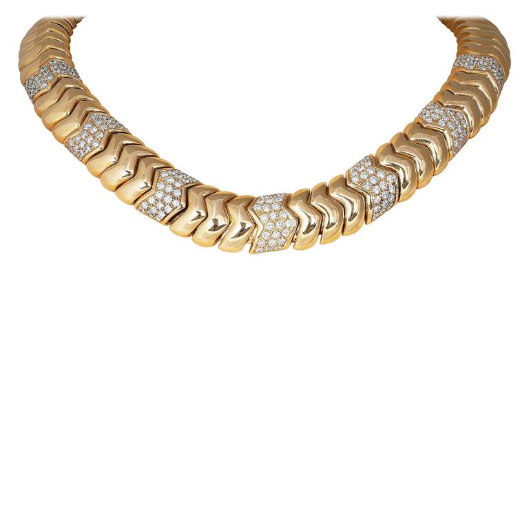 Diamond Gold Collar Necklace For Sale at 1stDibs