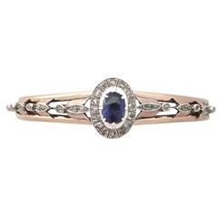 2.46Ct Sapphire and 1.05Ct Diamond, 14k Rose Gold Bangle - Antique Circa 1880 9