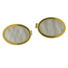 Tiffany & Co. Mother of Pearl Gold Oval Cufflinks