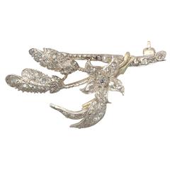 1.25Ct Diamond and 9k Yellow Gold, Silver Set Brooch - Antique Victorian 7