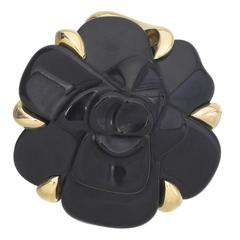 Chanel Onyx Gold Caméllia Pendant