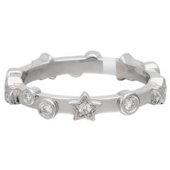 Chanel Diamond Platinum Star Band Ring