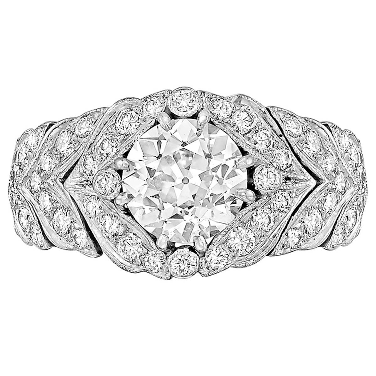 Fred Leighton 2.05 Carat Old European Brilliant Diamond Engagement Ring