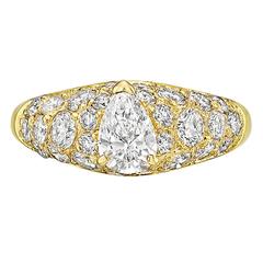 Cartier Pear-Shaped Diamond Gold Dome Ring