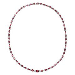 Ruby Diamond Platinum Line Necklace