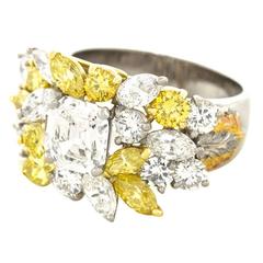 1950s Cazzaniga Stunning White and Yellow Diamond Gold Ring