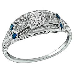 Stunning GIA Cert .051 Carat Old European Brilliant Cut Diamond Engagement Ring