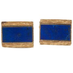 Unusual 1960s Lapis Lazuli Reversible Tiger's Eye Gold Cufflinks 12