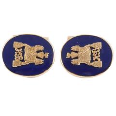 Asprey and Co. Blue Enamel Gold Cufflinks