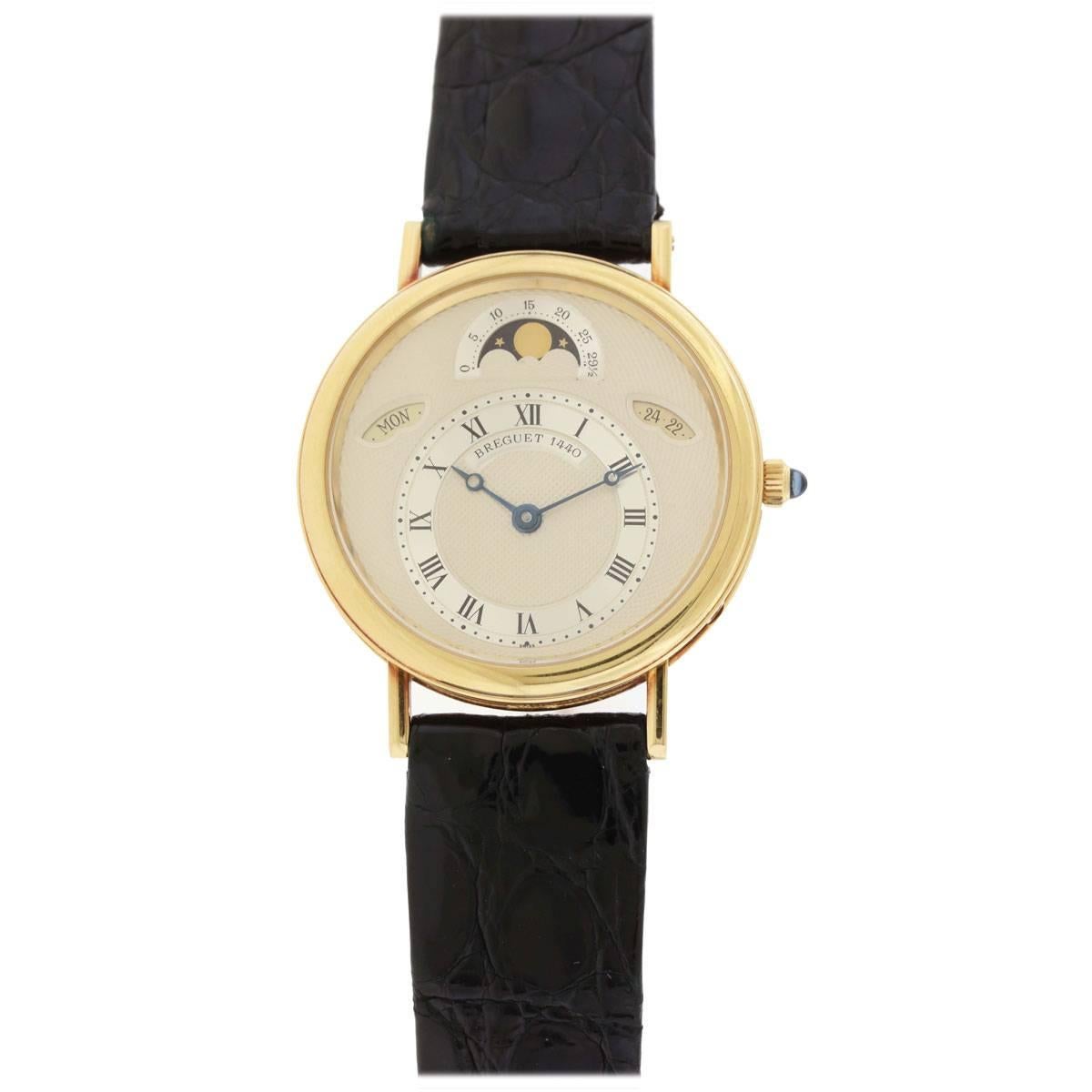 Breguet Yellow Gold Classique Moonphase Calendar Automatic Wristwatch Ref BA3330