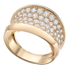 Pave Diamond Gold "Moonscape" Concave Ring