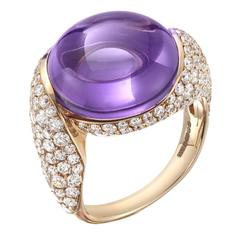 Amethyst Diamond Gold Ring