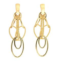 Cascading Oval Twisted and Plain Wire Gold Earrings (Small) 2