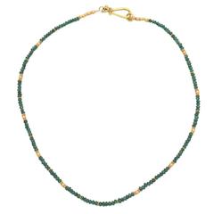 Emerald Bead High Karat Gold Necklace
