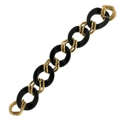 Twisted Wire Onyx Gold Link Bracelet 9
