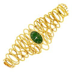 Used Piaget Yellow Gold Jade Bracelet Wristwatch