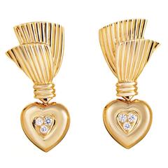 Van Cleef & Arpels Diamond Gold Heart Earrings