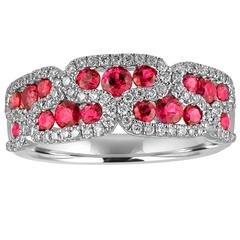 Ruby & Diamond Gold Band Ring 9