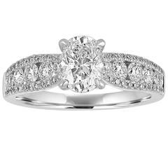 GIA Certified 1.03 Carat D VS2 Oval Diamond Gold Ring 10